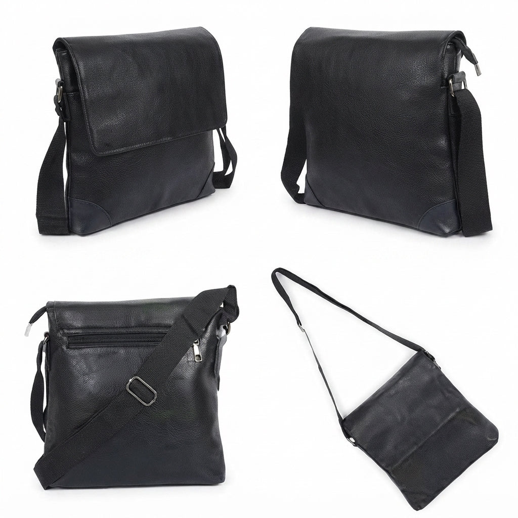 Flap Sling Bag Black - Black - Meru Trophy corporate gifting