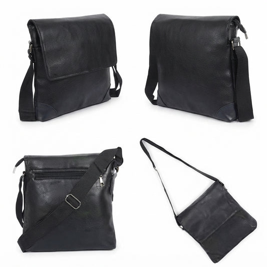 Flap Sling Bag Black - Black - Meru Trophy corporate gifting