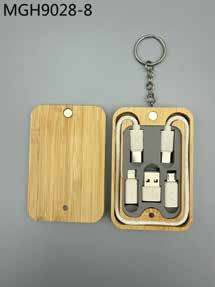 Bamboo USB Cable Set Keychain eco corporate gift - Meru Trophy Bangalore