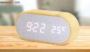Bamboo Oval Digital Clock with Fabric Face corporate gift - Meru Trophy Bangalore
