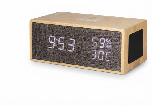 Bamboo Rectangular Digital Clock with Speaker Grille - Bamboo - Meru Trophy corporate gifting