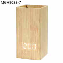 Bamboo Pen Stand with Digital Clock corporate gift - Meru Trophy Bangalore