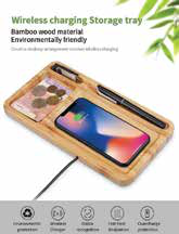 Bamboo Desktop Wireless Charger Storage Tray corporate gift - Meru Trophy Bangalore