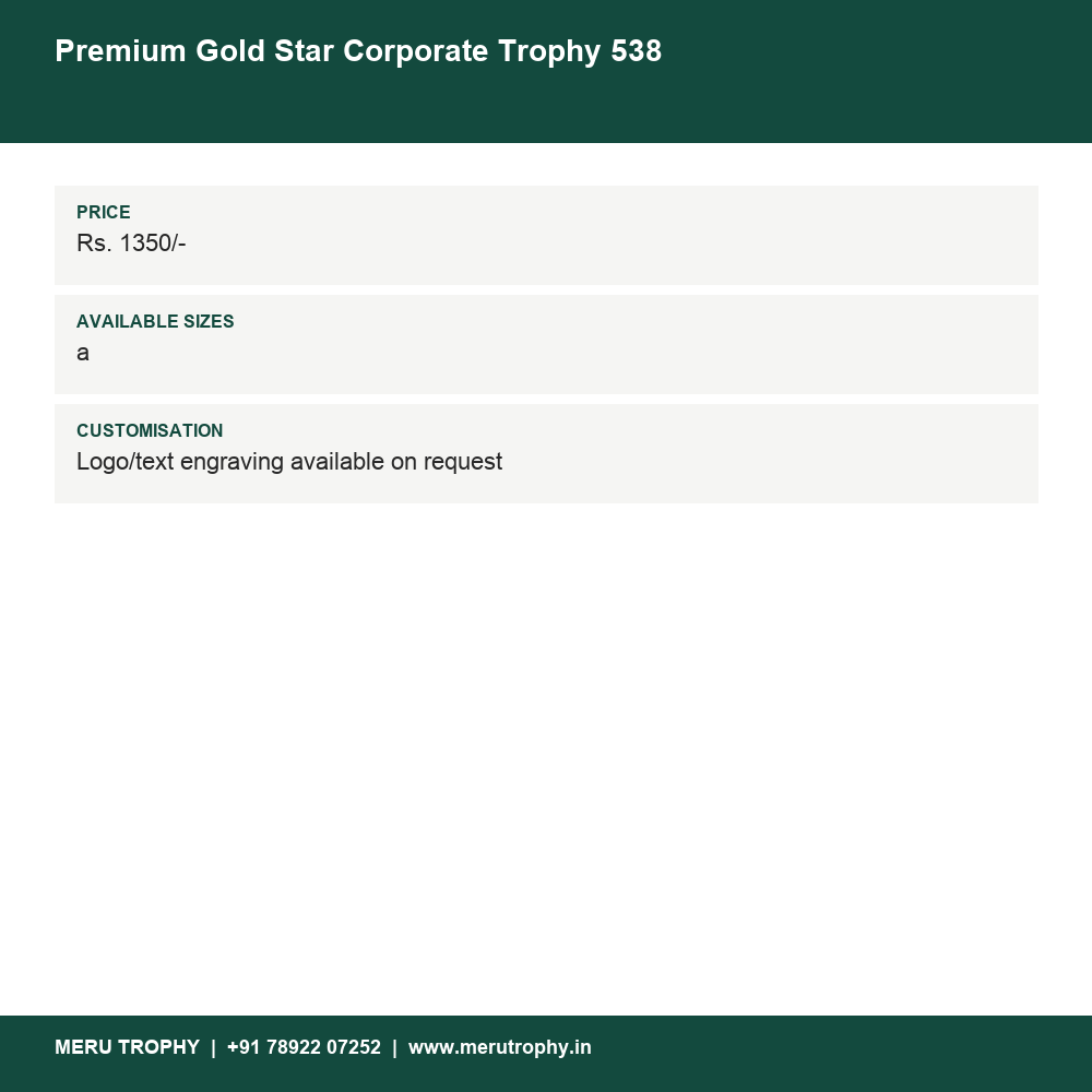 Premium Gold Star Corporate Trophy 538 details - Meru Trophy
