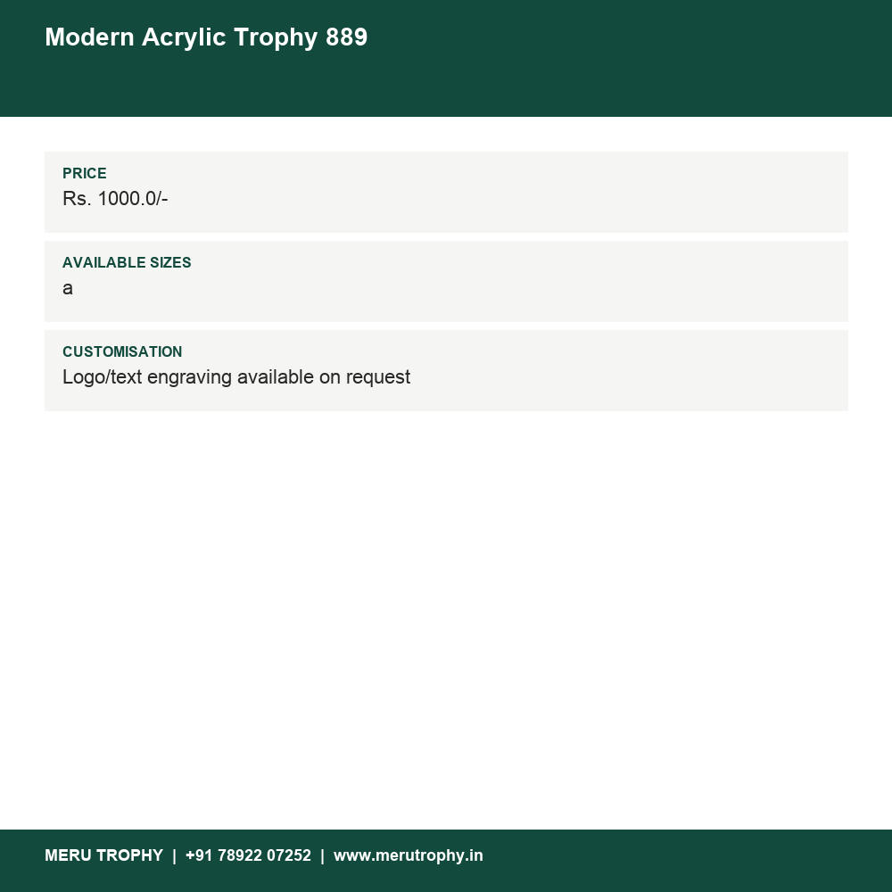 Modern Acrylic Trophy 889 details - Meru Trophy