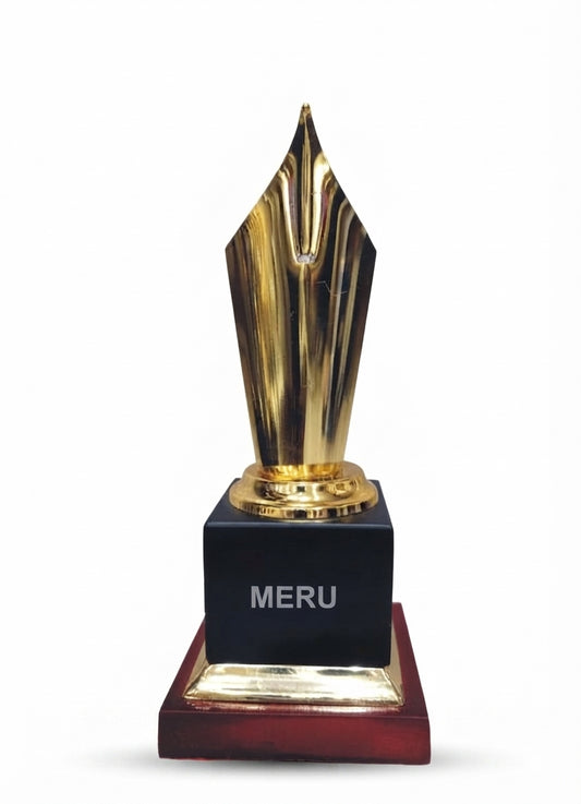 Gold Pen Nib Achievement Trophy 4078. - Meru Trophy