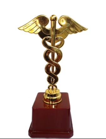 Gold Caduceus Fiber Trophy - A prestigious award for healthcare professionals.