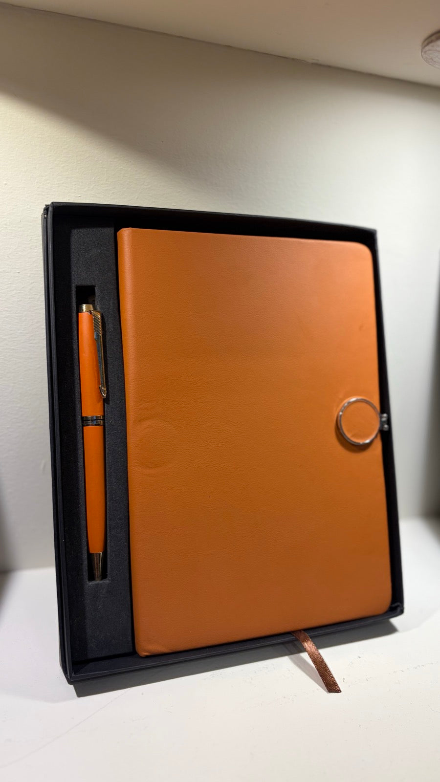 Leather Diary & Pen Gift Set — Slim Two-Piece Combo - Tan
