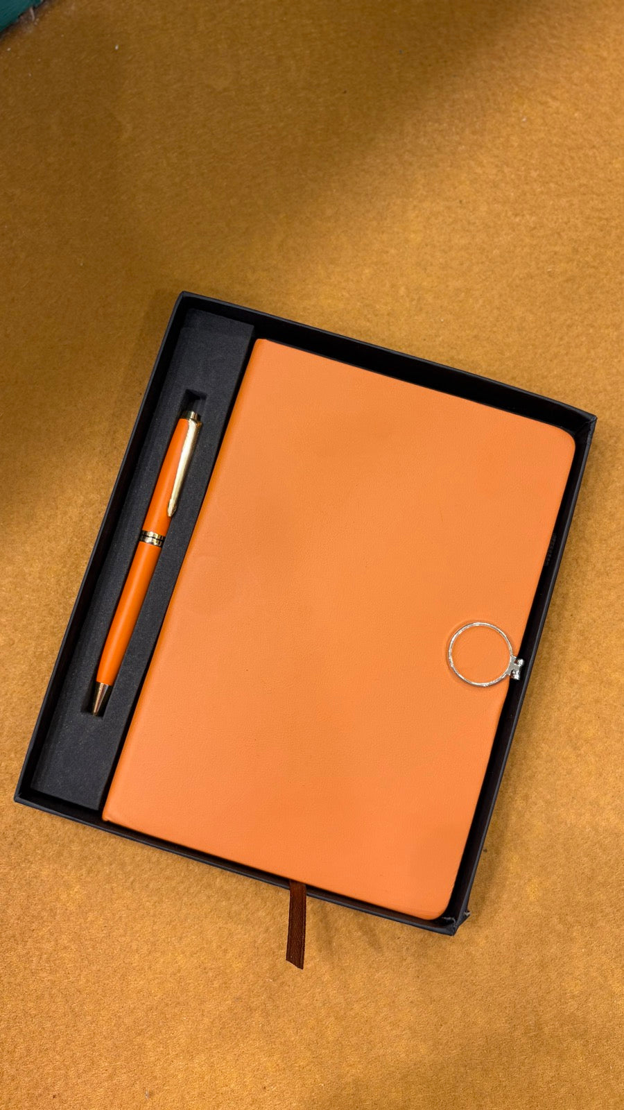 Leather Diary & Pen Gift Set — Slim Two-Piece Combo - Rust