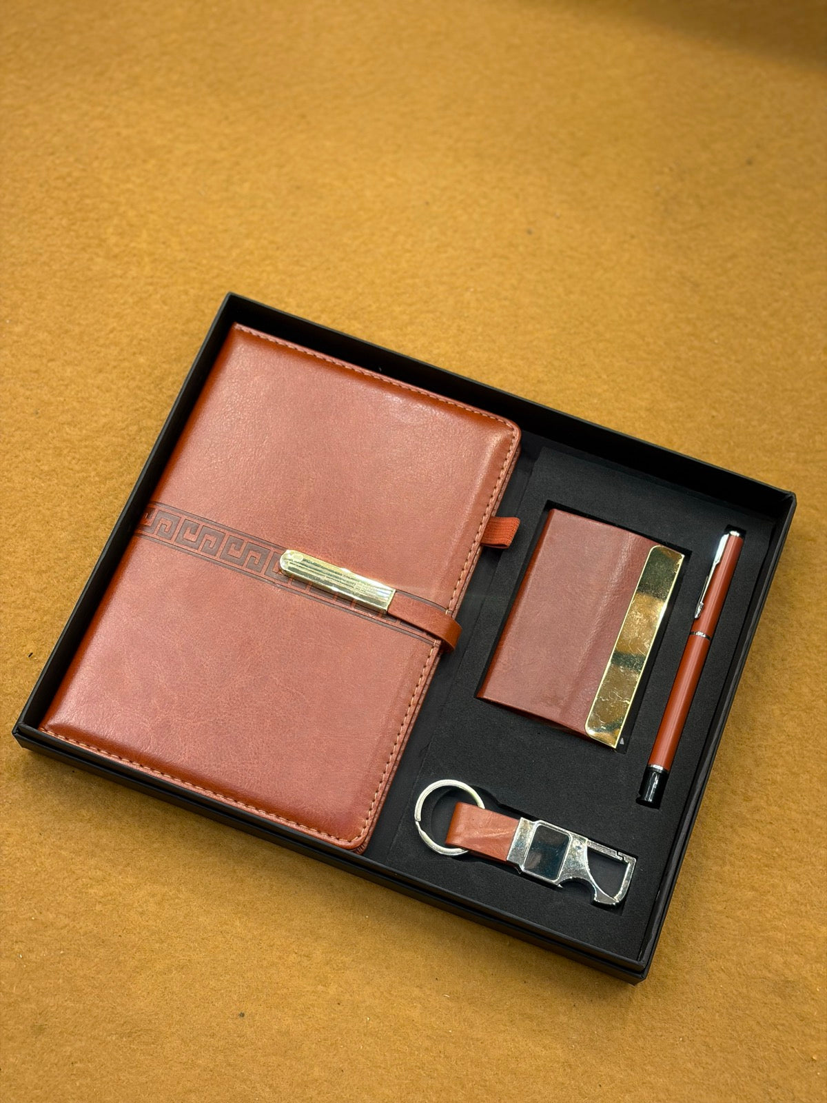 Leather Executive Diary Gift Set - Tan