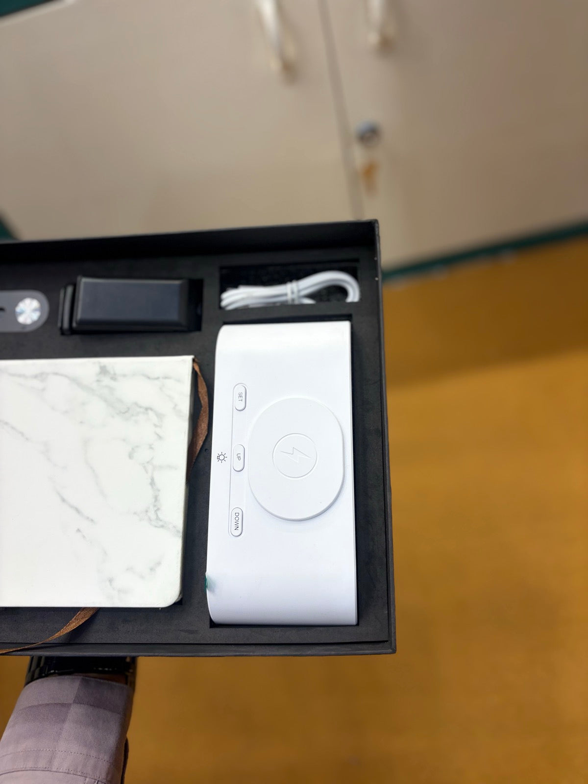 Marble-Panel Power Bank & Notebook Tech Gift Set