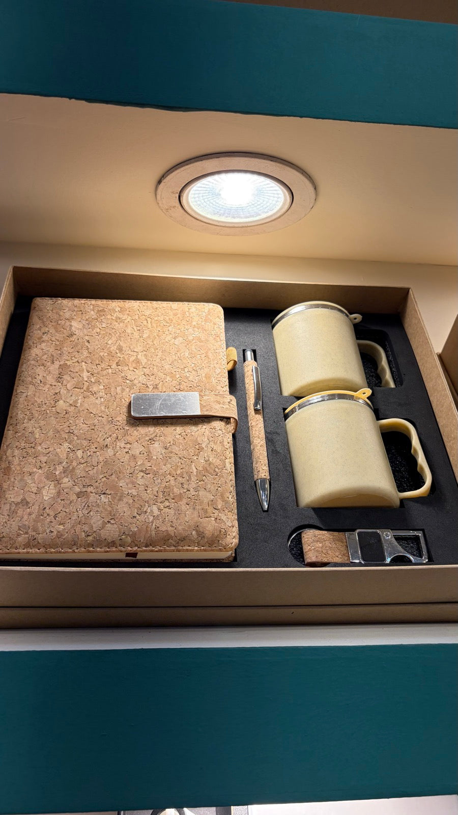 Wood Notebook, Wireless Mouse & Charger Desk Set