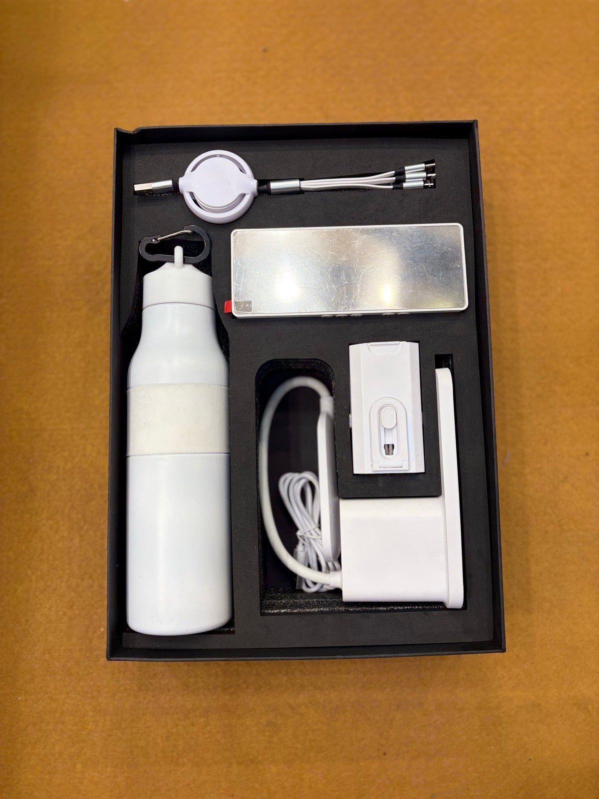 Corporate Travel Desk Hamper — Bottle, Power Bank, Charger & Umbrella