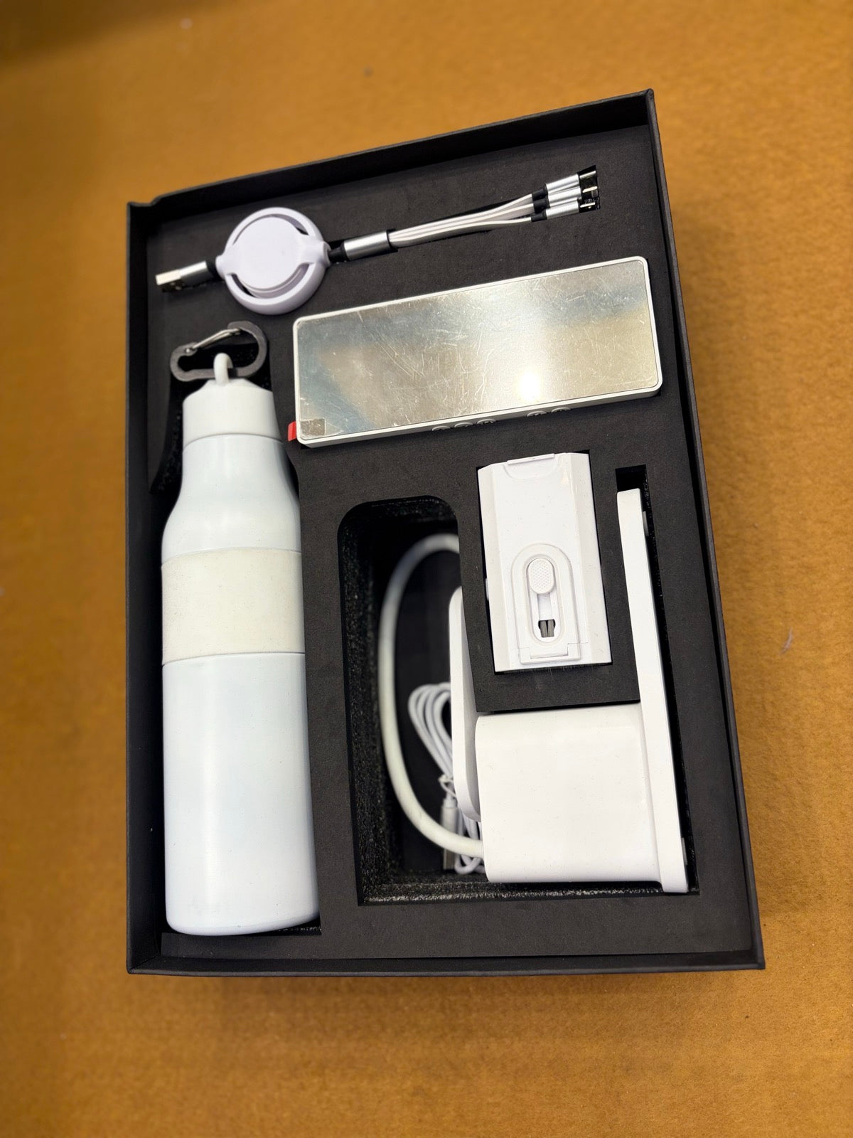Corporate Travel Desk Hamper — Bottle, Power Bank, Charger & Umbrella