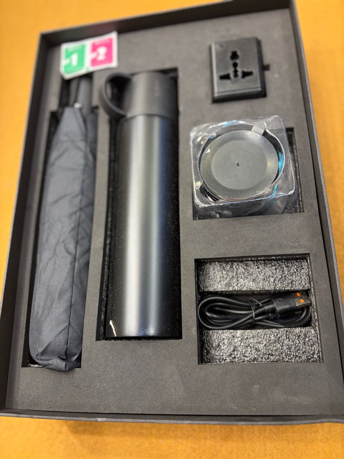 Corporate Travel Desk Hamper — Bottle, Power Bank, Charger & Umbrella
