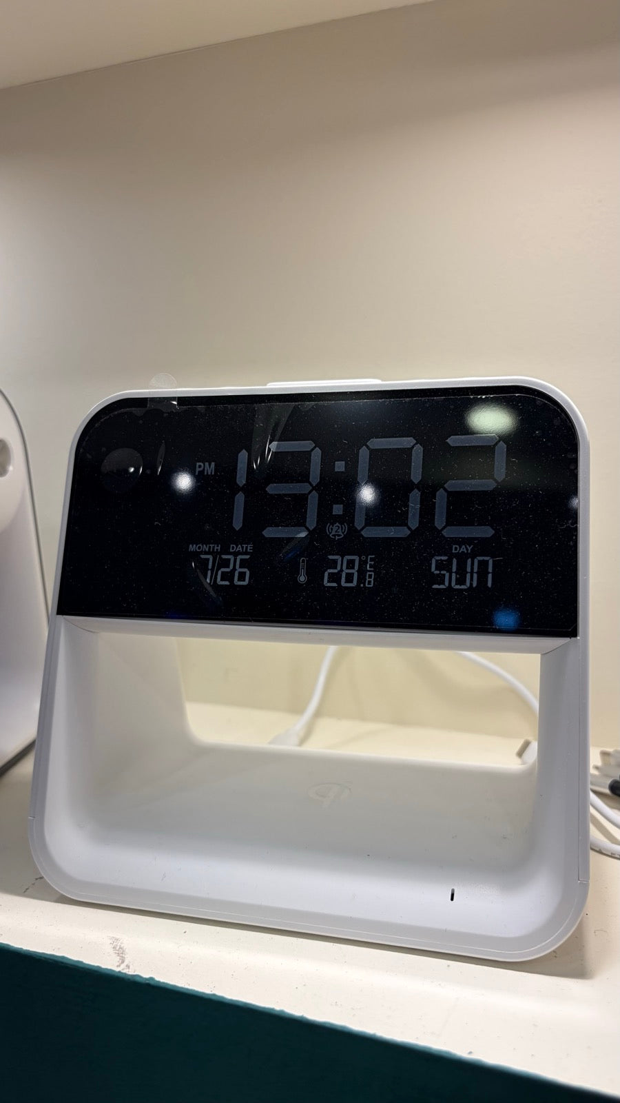 LED Digital Clock Wireless Charging Stand - Black