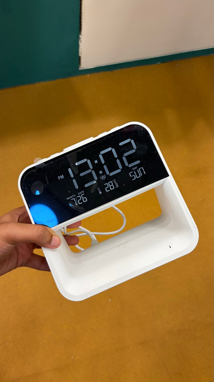 LED Digital Clock Wireless Charging Stand - Black