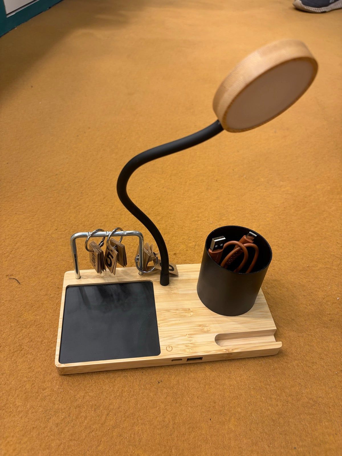 Desk Lamp with Pen Holder & Wireless Charger Tray