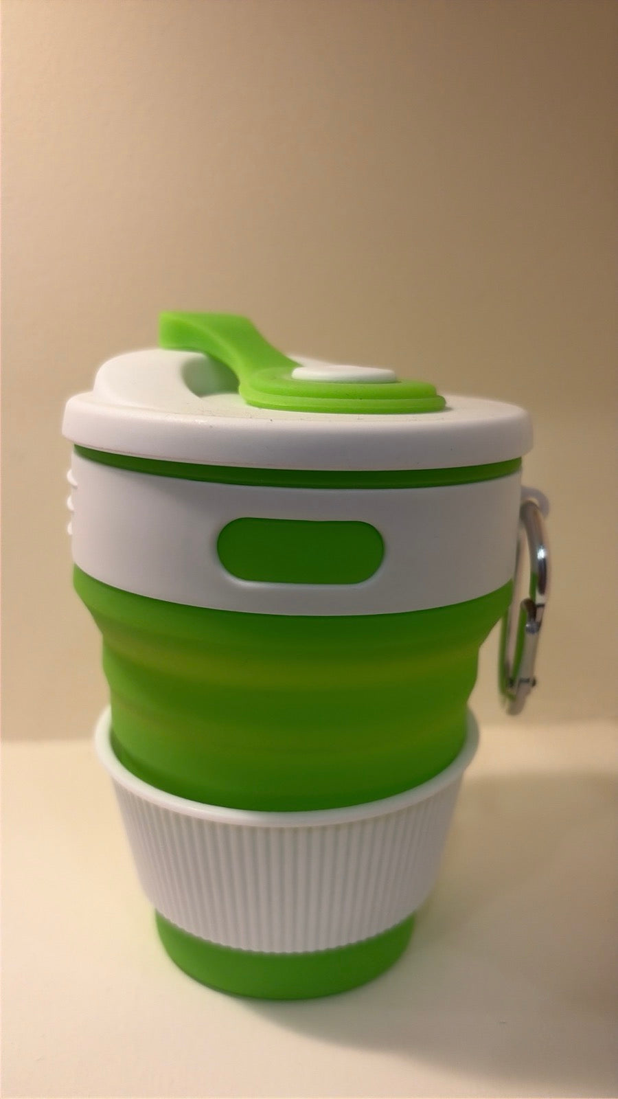Collapsible Silicone Travel Cup - Green - real product photo