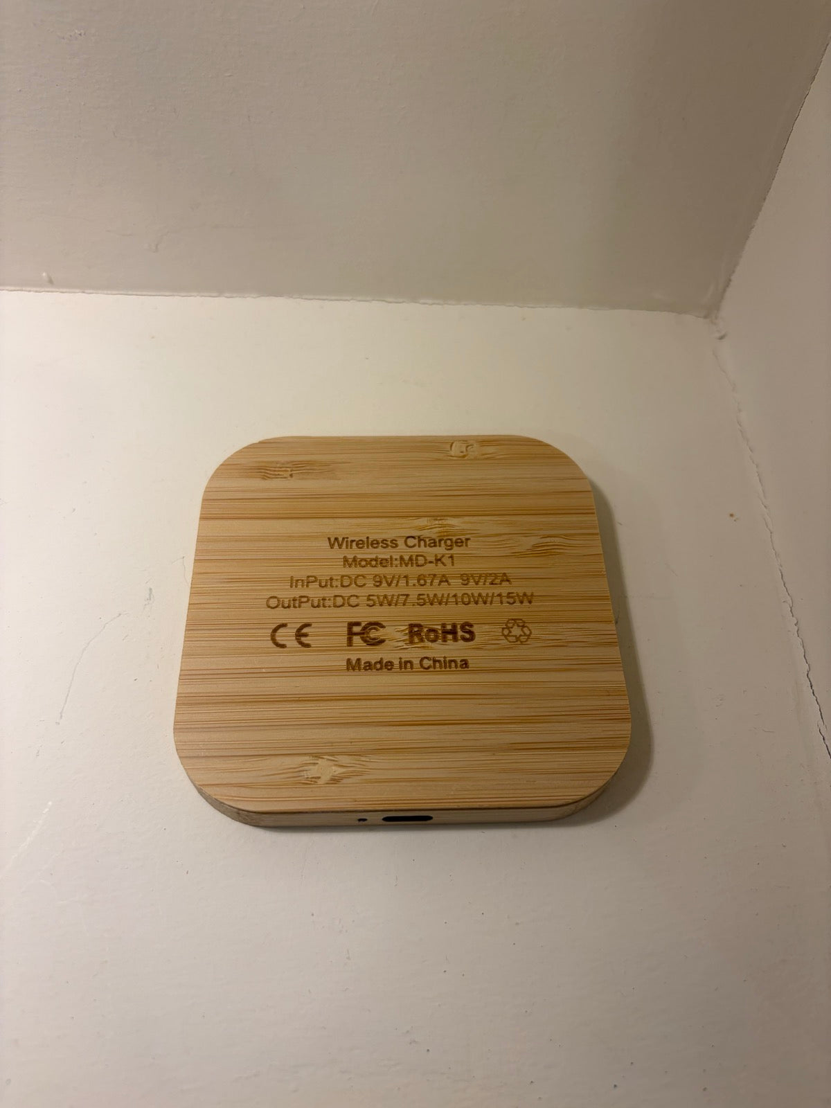 Bamboo Square Wireless Charger – 9034-2
