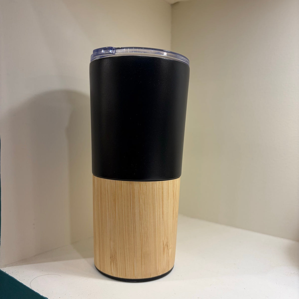 Bamboo Base Insulated Tumbler - Black - real product photo IMG_9687