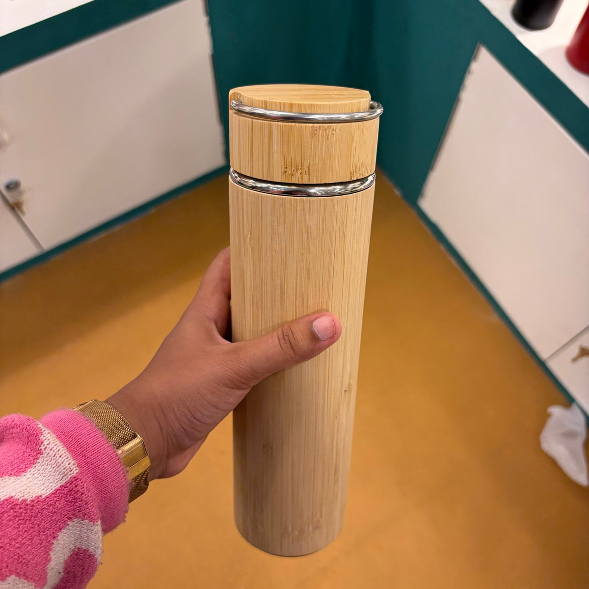 Tall Bamboo Bottle with Steel Carry Handle 500 ml – MGH 7042