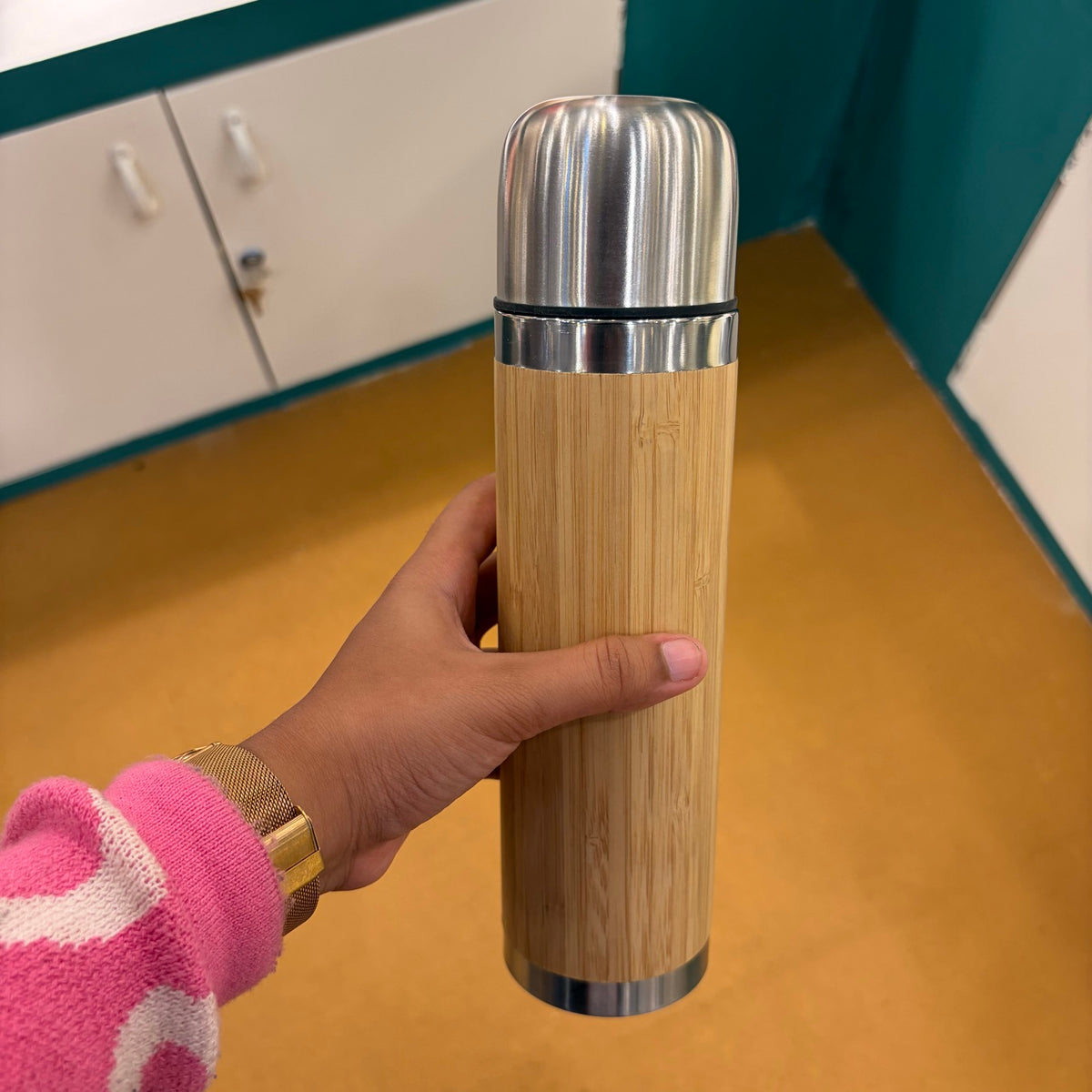 Tall Bamboo Bottle with Steel Carry Handle 500 ml – MGH 7042