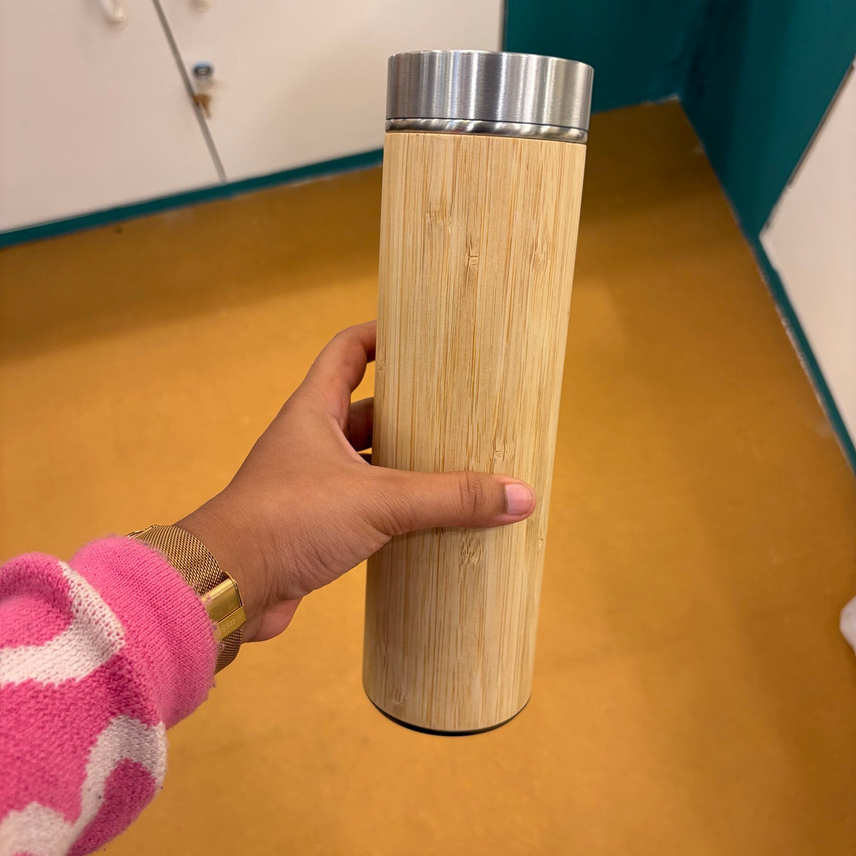 Tall Bamboo Bottle with Steel Carry Handle 500 ml – MGH 7042