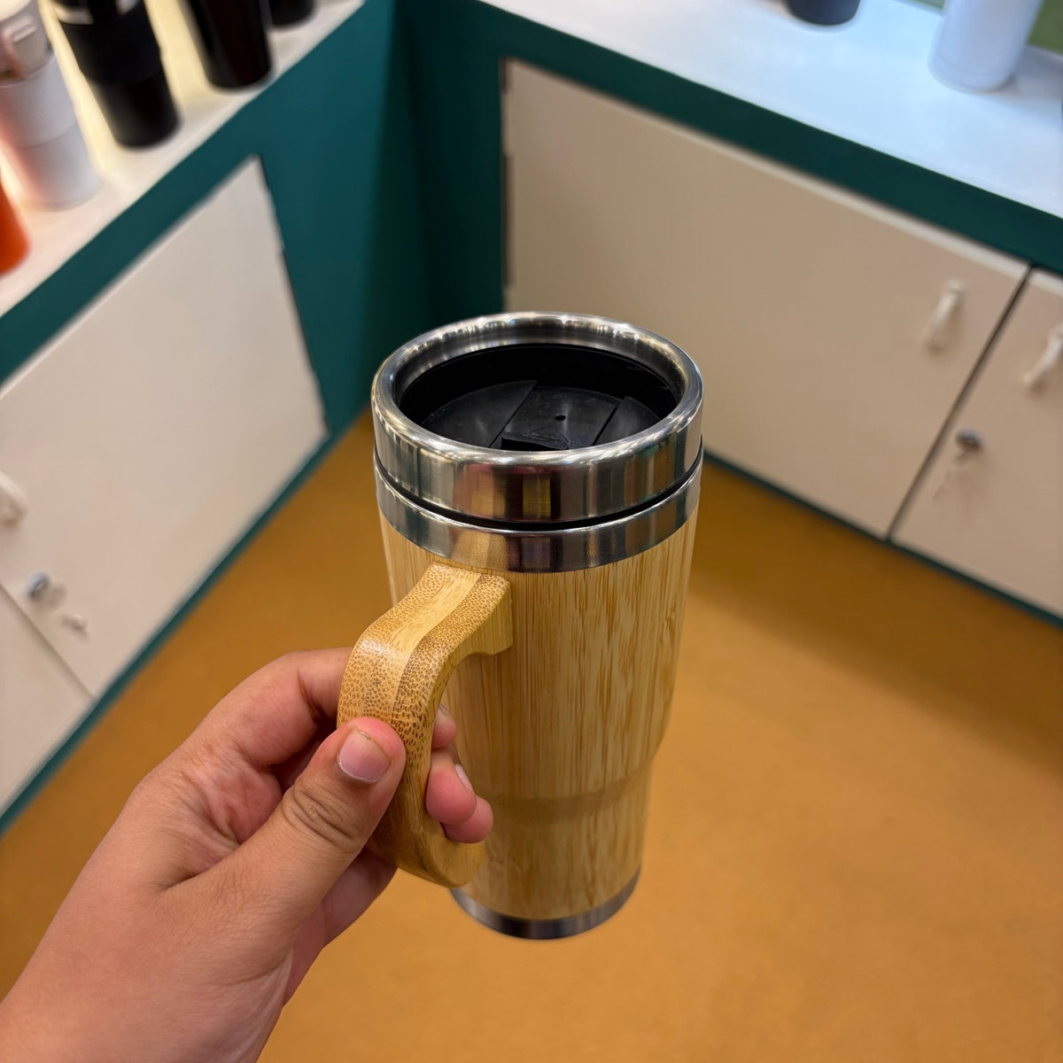 Bamboo Travel Mug with Wooden Handle 480 ml – MGH 7039