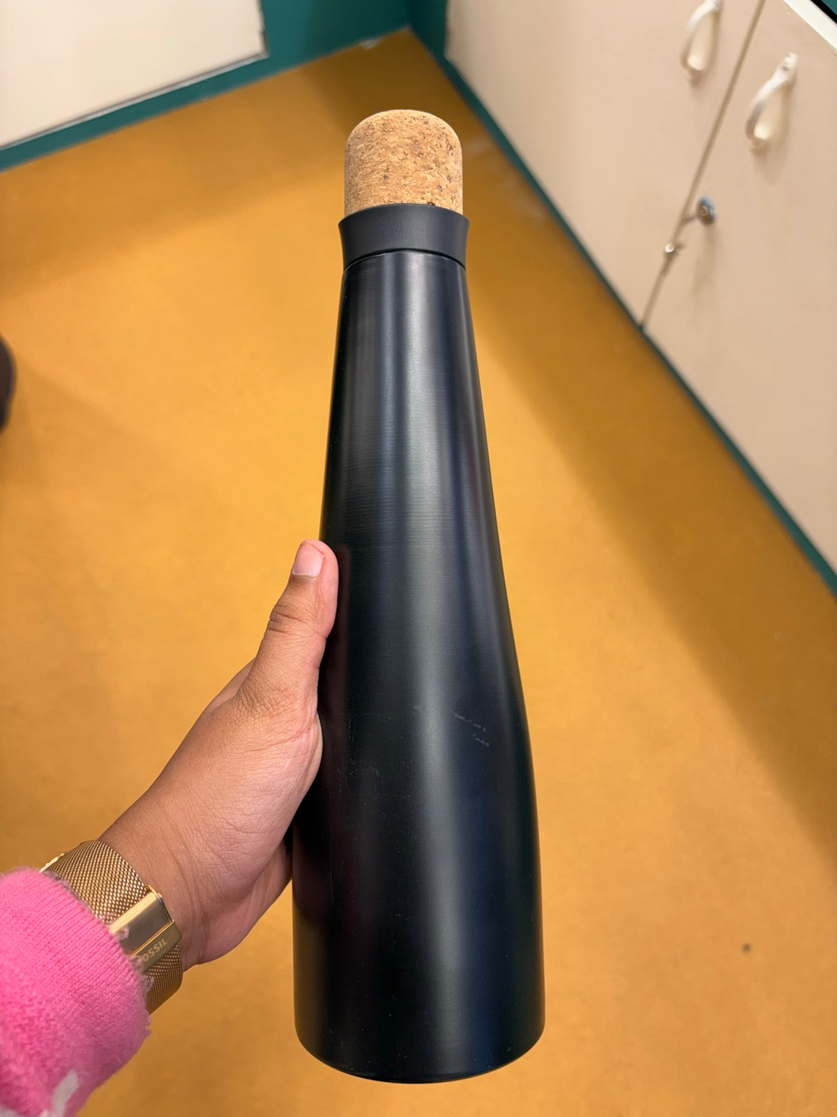 Cone-Shaped Bottle with Cork Stopper - Black - real product photo