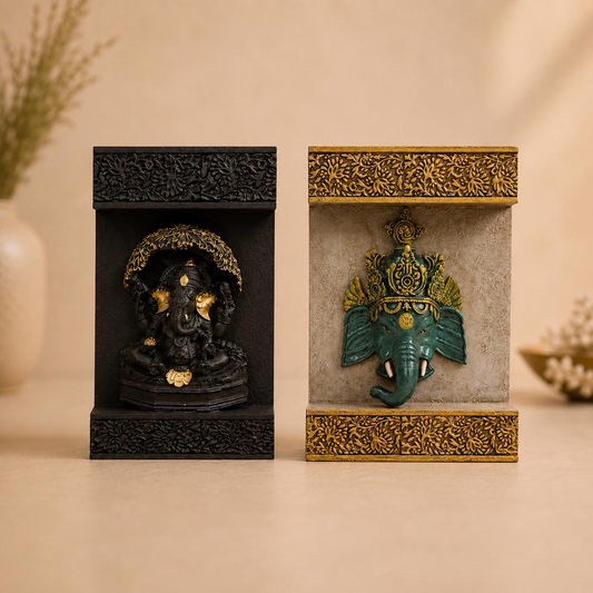 Ganapati Virasat resin Ganesh wall niche set, handcrafted resin