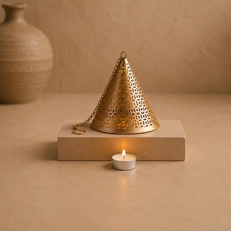 Shanku Metal Hanging Tealight Cone, handcrafted metal craft