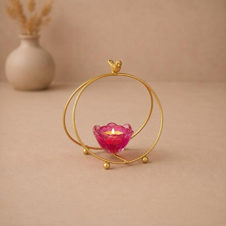 Valaya Metal Ring Tealight Holder, handcrafted metal craft