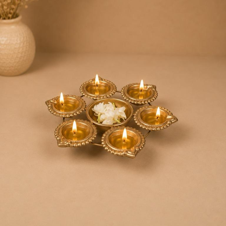 Deepmala Sarovar Metal Diya Ring Urli, handcrafted Metal Craft (Moradabad)