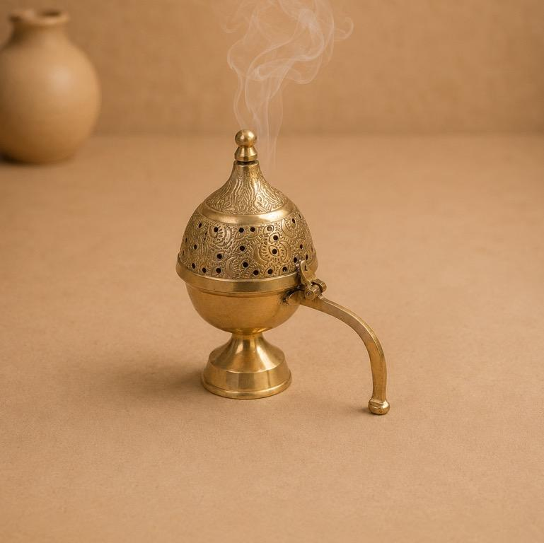 Dhoop Aradhya - I Brass Dome Incense Burner, handcrafted brass metal craft