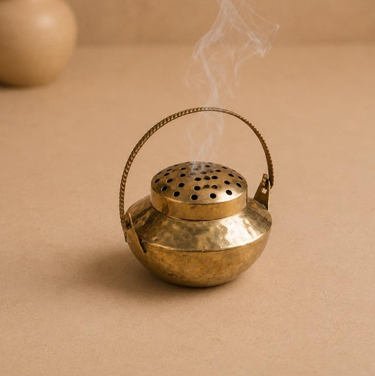 Loban Prabha - I Brass Hanging Incense Burner, handcrafted brass metal craft