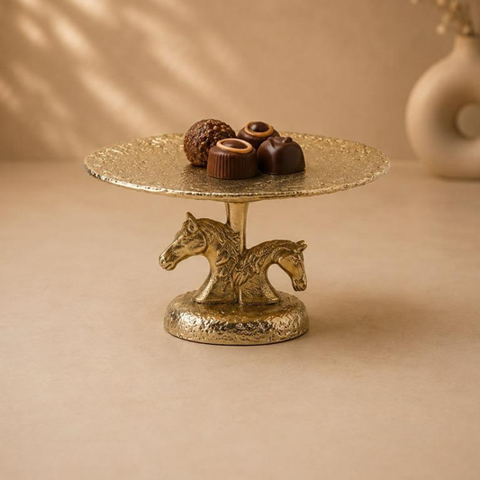 Ashwa Aasan Parat Horse-Head Cake Stand, handcrafted metal craft