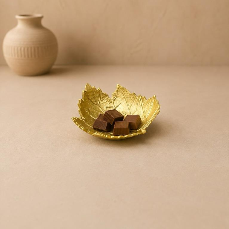 Kanak Pallav Leaf-Shaped Sweet Bowl, handcrafted metal craft