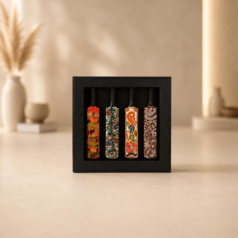 Chaukka Cricket Bats Across Four Crafts, handcrafted miniature bat art