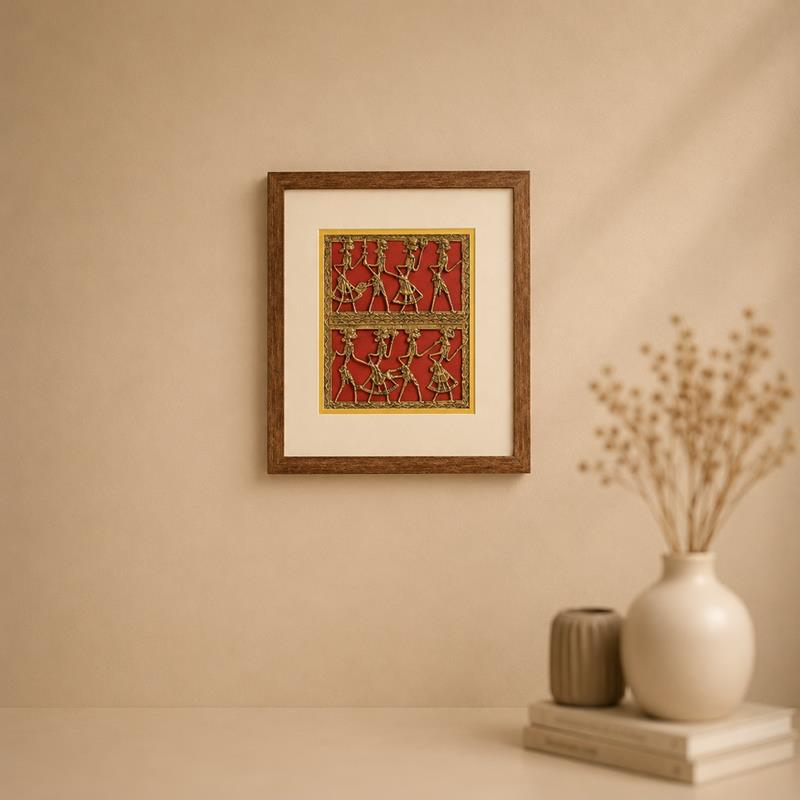 Dhokra Parampara Framed Tribal Figures, handcrafted Dhokra (Chhattisgarh)