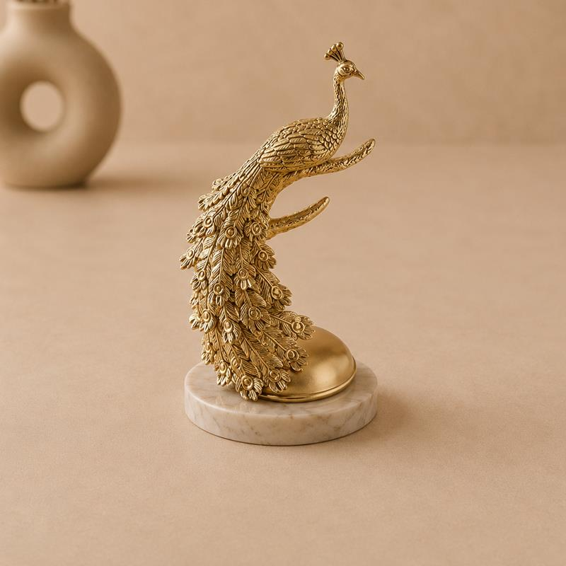 Metallic Peacock Sculpture IV, handcrafted Metal Craft