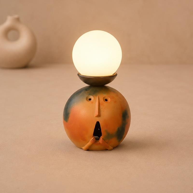 Chandramukhi Kagzi Pottery Face Lamp, handcrafted kagzi pottery