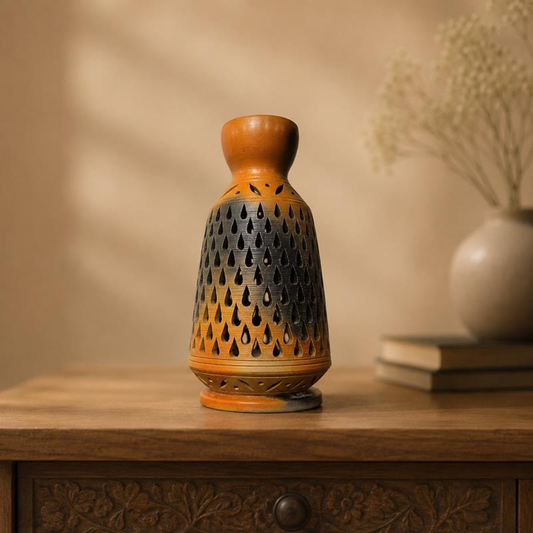 Jharokha Kagzi Pottery Lantern, handcrafted kagzi pottery