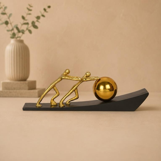 Ekjut Teamwork Sculpture Collaboration Table Decor, handcrafted Metal Craft and Wood