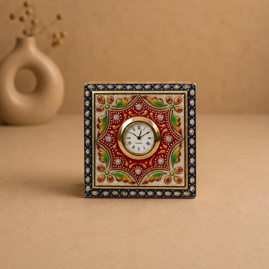 Ghadi Meenakari Desk Clock, handcrafted Jaipur enamel work