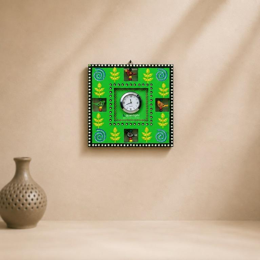 Kashi Smriti Wall Clock, handcrafted Banarasi beadwork frame