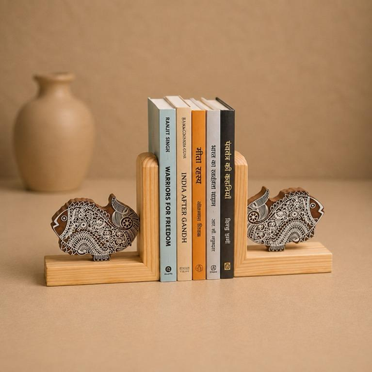 Machhli Fish Bookends, wood block print craft