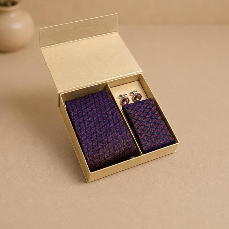 Banaras Saaj Tie & Cufflinks Set, handcrafted Brocade (Banaras)