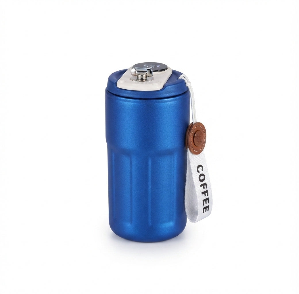 Smart Display Coffee Flask with Strap - Blue - Meru Trophy corporate gifting