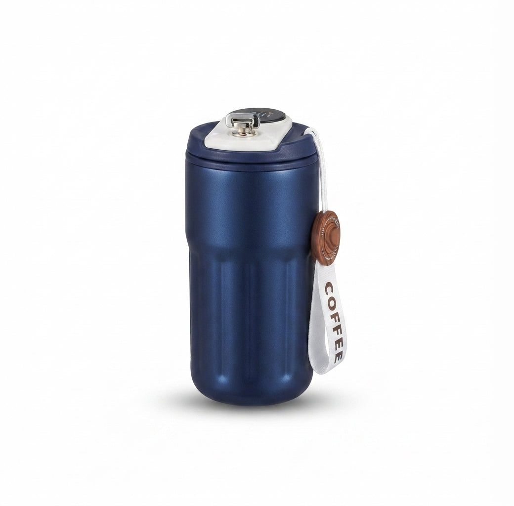 Smart Display Coffee Flask with Strap - Navy - Meru Trophy corporate gifting